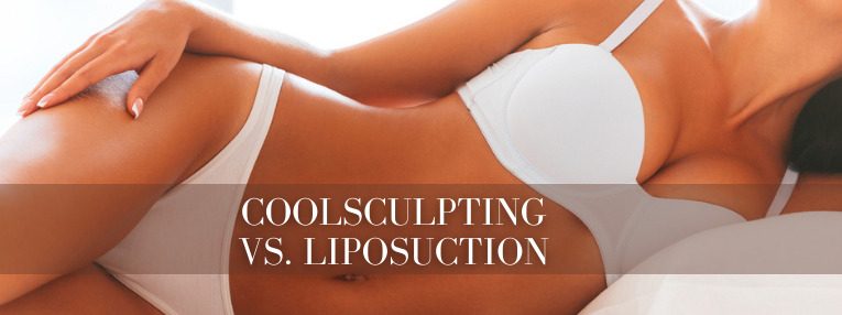 CoolSculpting vs Liposuction Text Overlaid on Female Body