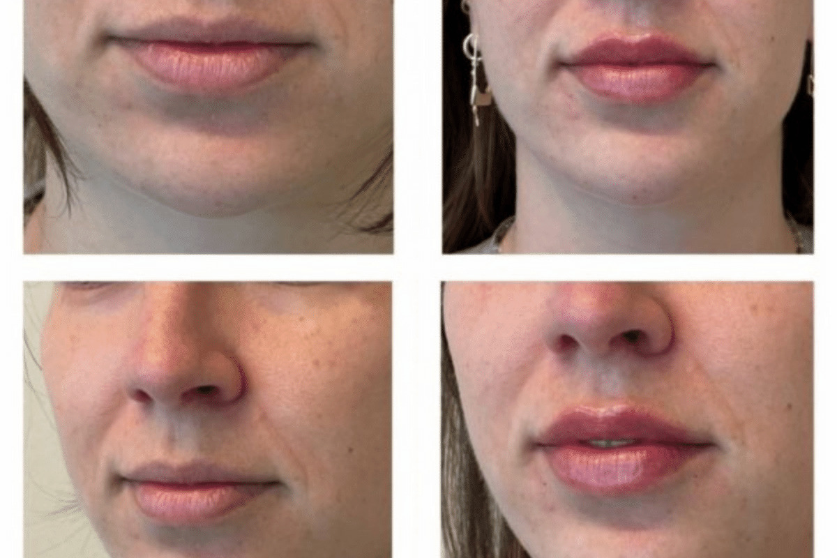 lip and chin augmentation on female patient before and after