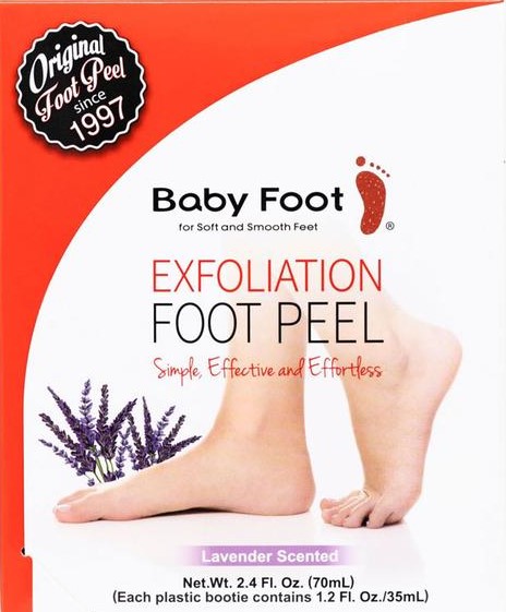 Baby Foot Peel Exfoliation Foot Peel logo with pretty feet and lavender