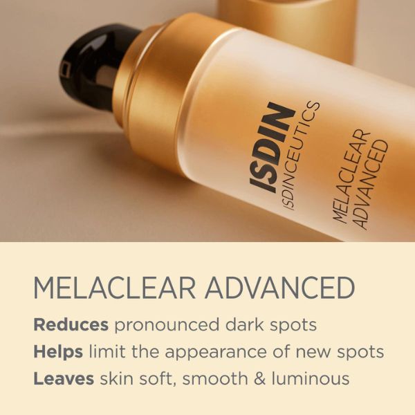isdin melaclear advanced bottle and list of benefits