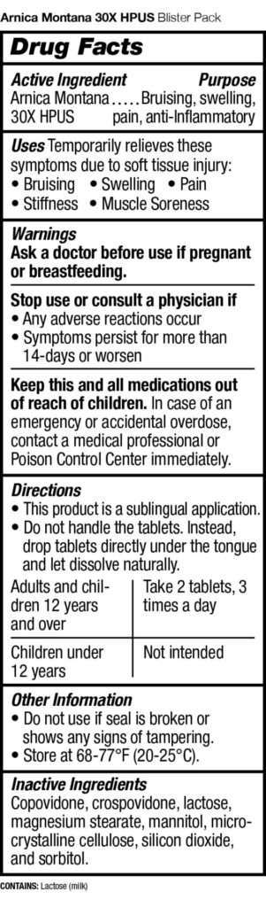 Arnica Blister packs drug facts